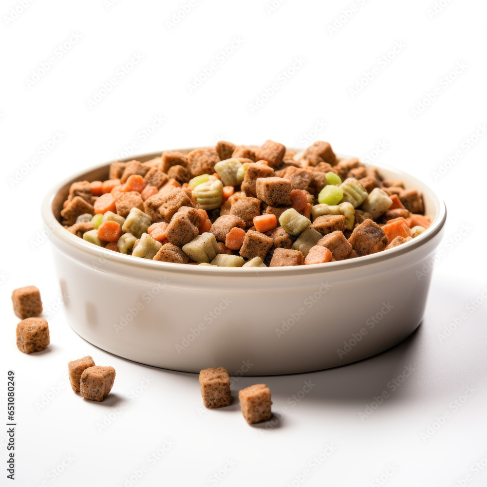 Dog food in a bowl. Dog food in a bowl.