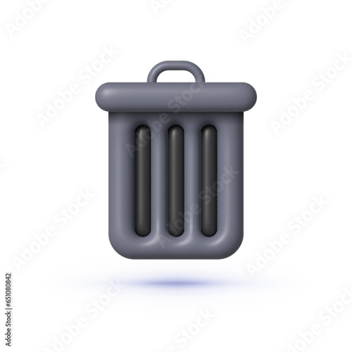 Trash 3d icon on white background. Vector design