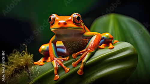 Tree Frog sitting on plant, Indonesia 