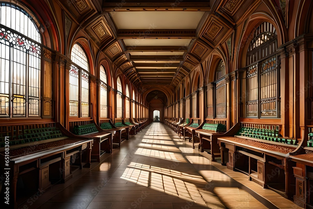 Fototapeta premium Corridor interior design- generated by AI