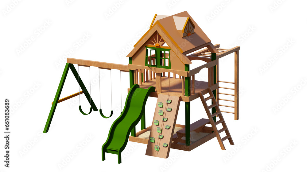 isolated house playground perspective isolated house playground perspective