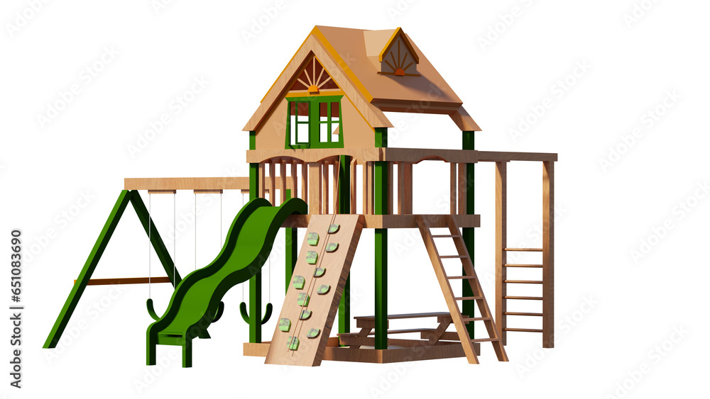 isolated house playground perspective isolated house playground perspective