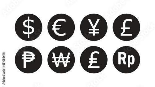 world currency symbol dollar euro and yen
