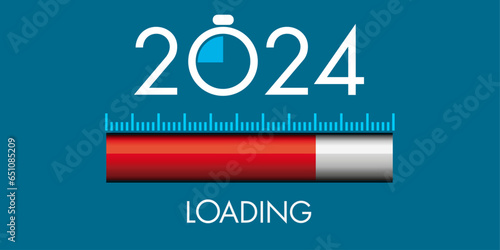 Carte de vœux 2024 sur le concept du compte à rebours et du temps qui passe, symbolisé par un curseur digital. photo