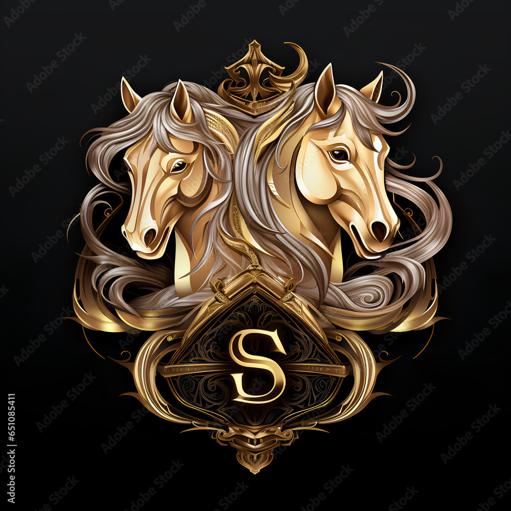 Luxury gold of horse logo design