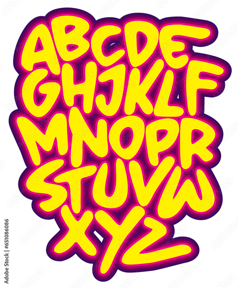 Obraz premium Vector hand drawn typeface in graffiti style
