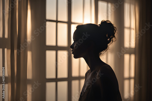 silhouette of a woman in the window
