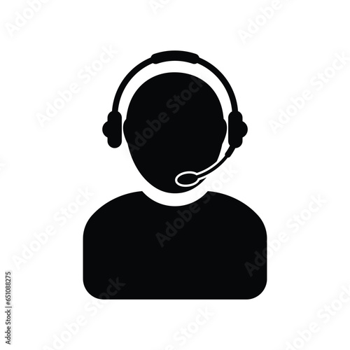 Customer support/customer service agent with headset or account manager flat vector icon for apps and websites