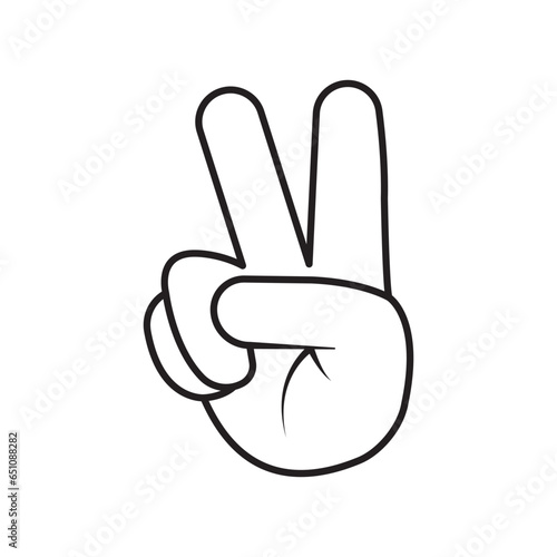 V signature for victory or peace line art vector icon for apps and websites
