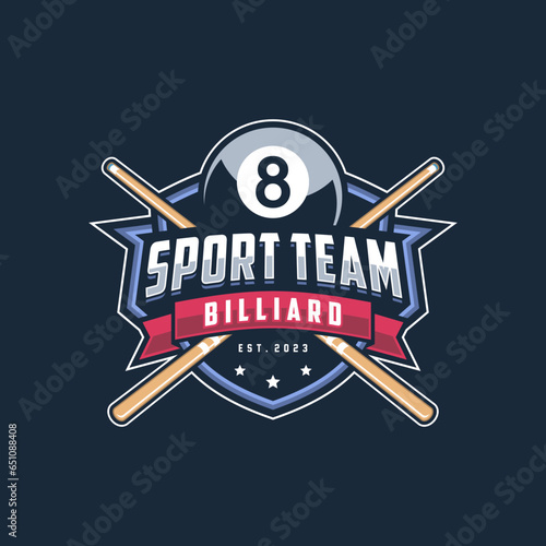 Billiard club Logo Template Design, Sports label vector illustration