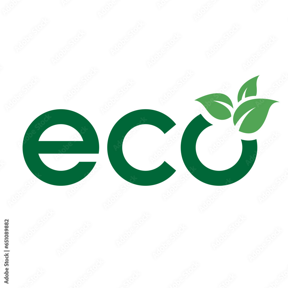 Eco Icon with Dark Green Lowercase Letters and 3 Leaves Eco Icon with Dark Green Lowercase Letters and 3 Leaves
