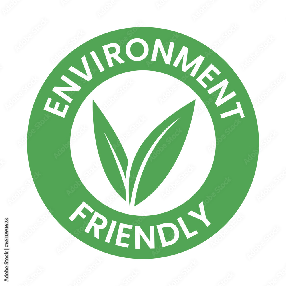 Round Environment Friendly Icon with Green V Shaped Leaves Round Environment Friendly Icon with Green V Shaped Leaves