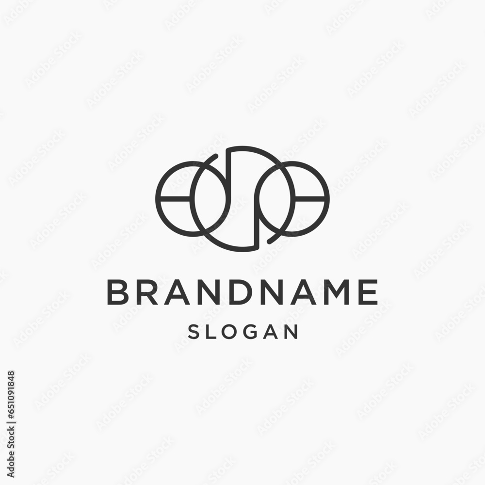Circle brand logo line style template vector illustration design
