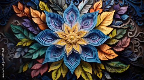 mandala flower background and 3D tumbler wrap