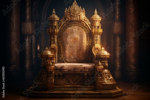 an artwork showcasing a majestic royal throne. Generative AI © Leila