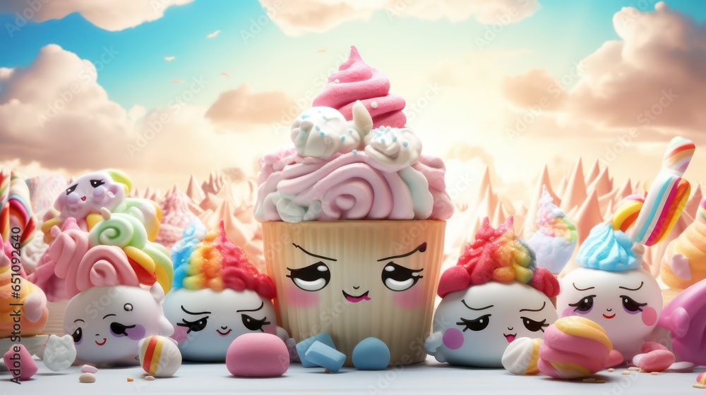 Naklejka premium cute ice cream background