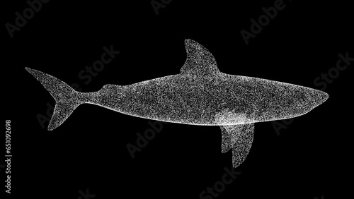 Photography 3D shark on black background
