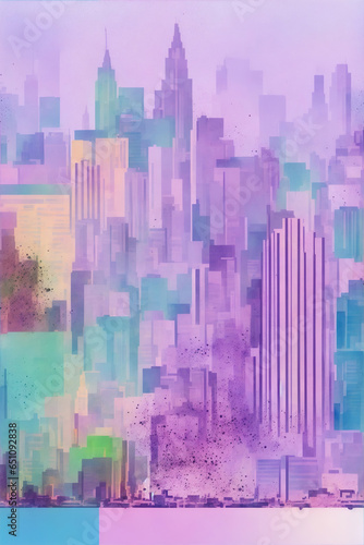 City background, city vector,watercolor clipart digital graphics design © Katewaree