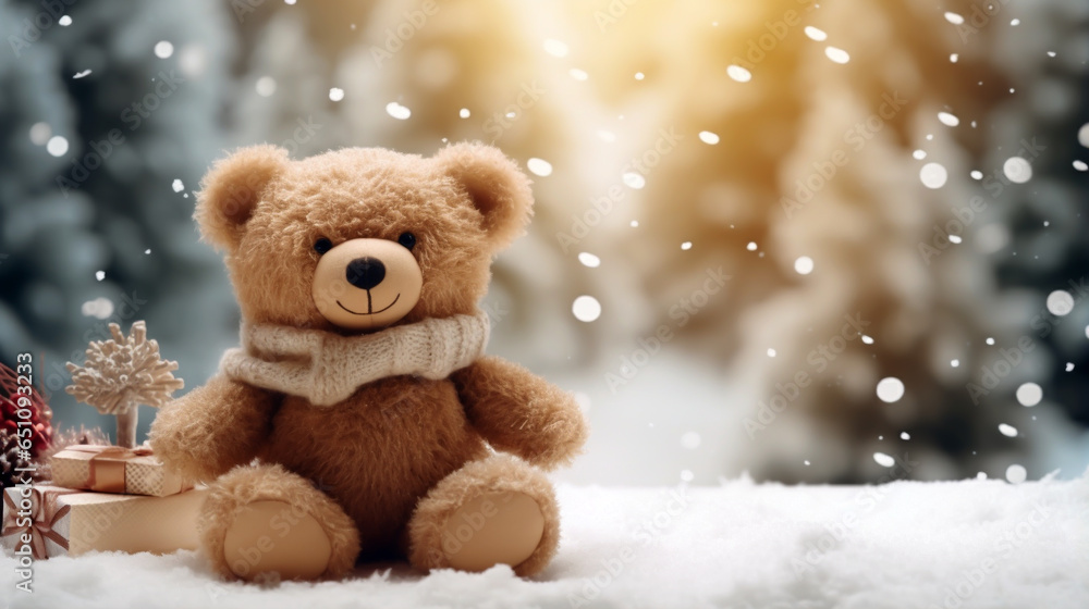Christmas card. with gifts in the snow. Generative Ai Christmas card. with gifts in the snow. Generative Ai