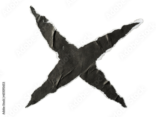 X shaped torn black paper