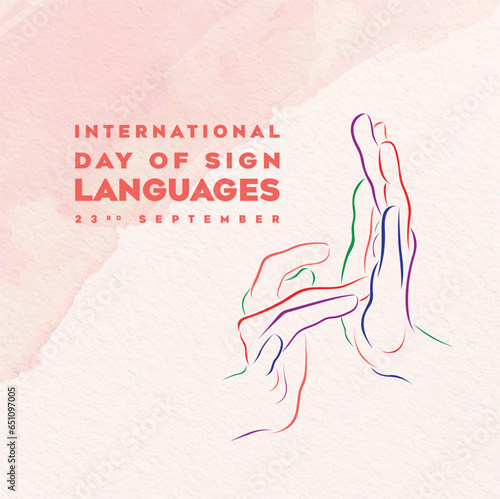 International Day of Sign Languages, Sign Languages, Hand Sign, colorful hand,23 September, Hand vector