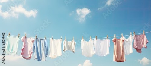 Fotografiet Laundry hanging to dry in the sky