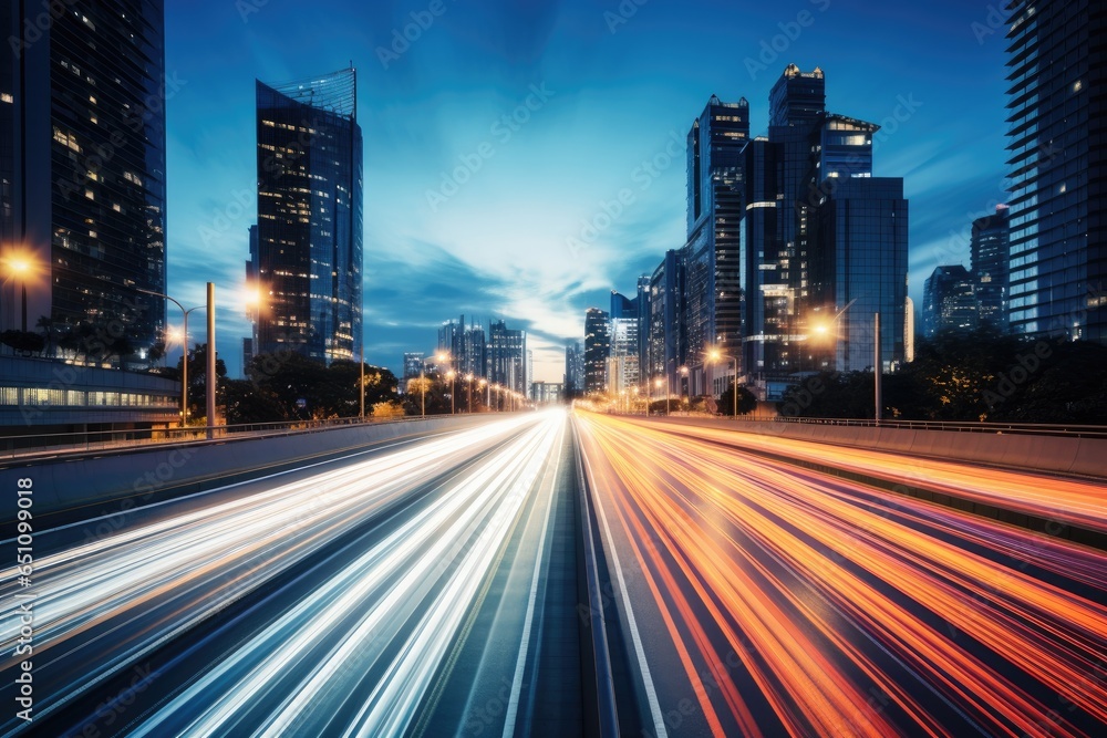 Light travels from Cars on busy city roads in this time exposure at sunset Light travels from Cars on busy city roads in this time exposure at sunset