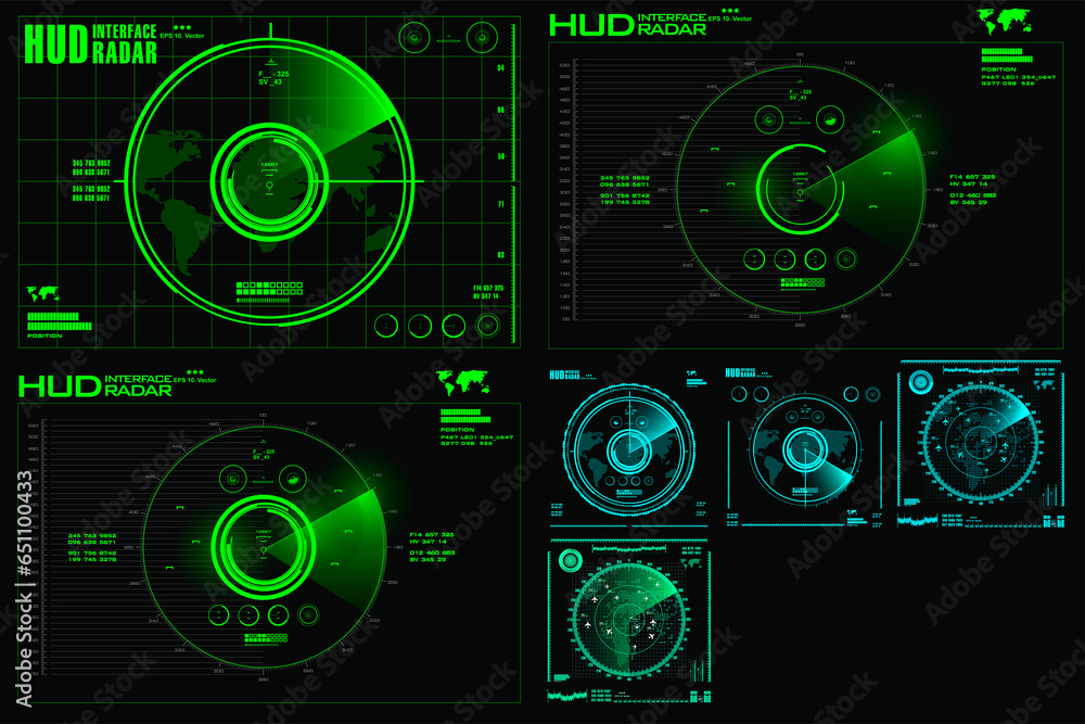Collection of radars or interferences. Interface for geolocation device ...