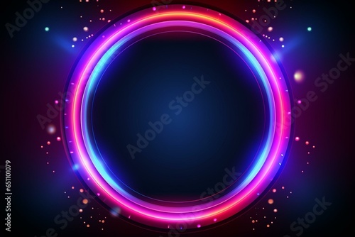 Circle frame with neon colors and abstract background. Generative AI