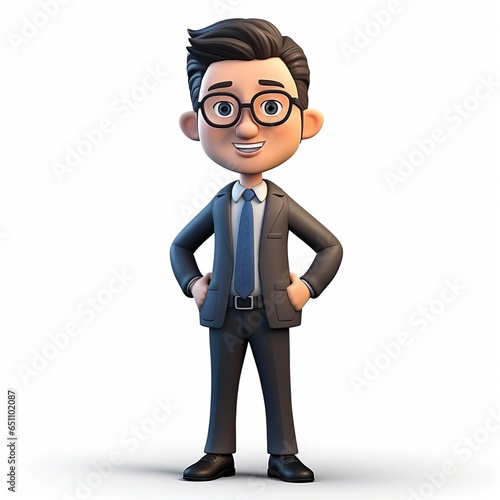 Detailed 3D Cartoon of a Businessman: A Lifelike Digital Creation of Corporate Professional
