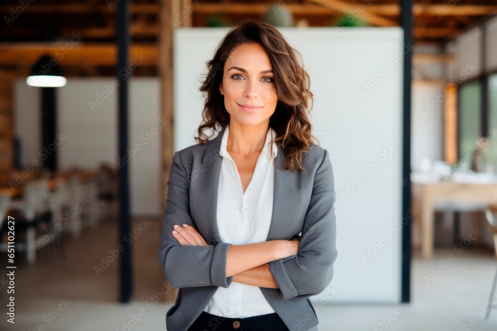 businesswoman in office standing with arms crossed, businesswoman in office standing with arms crossed,
