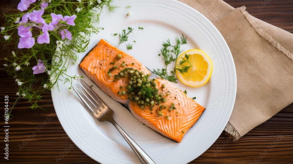 red fish in a plate. red fish in a plate.