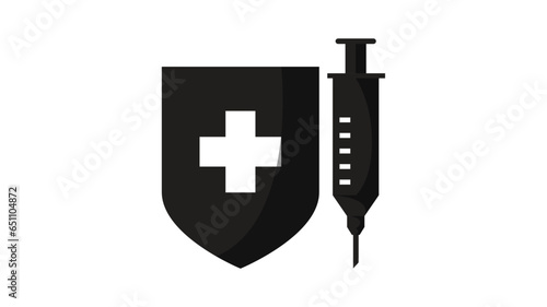 Vaccination concept.Stop pandemic coronavirus.Time to vaccinate.Bottle and syringe with vaccine injection from covid-19 virus vector illustration.Immunization Campaign.Antiviral medical background.
