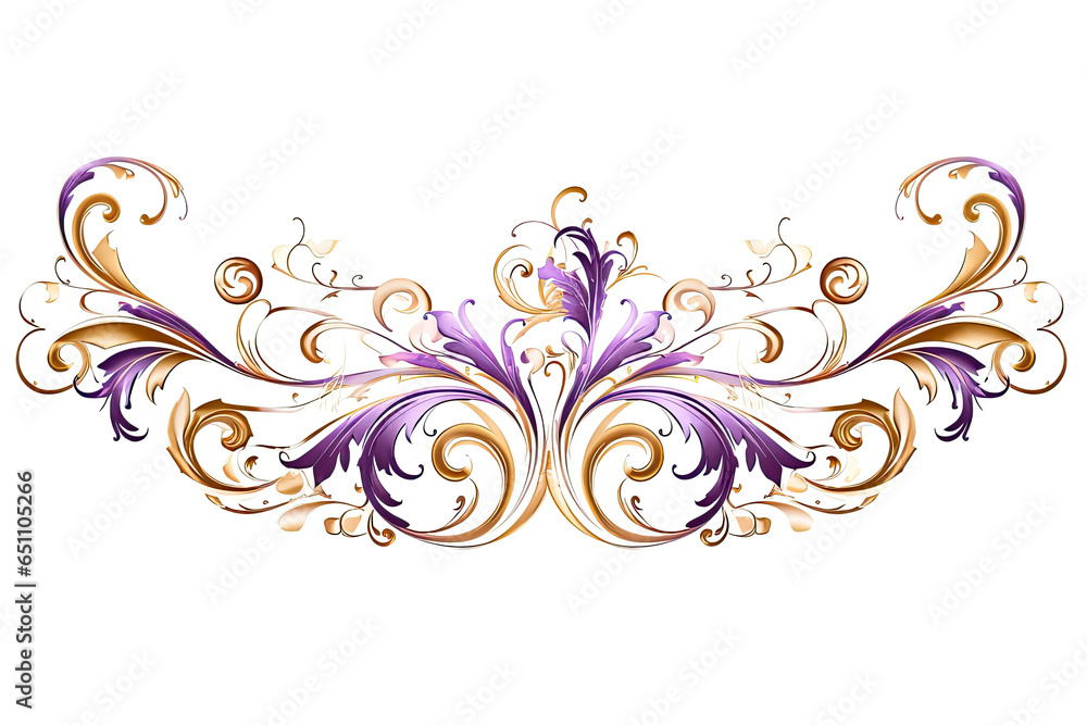 A purple and gold border with purple flowers, Generative AI A purple and gold border with purple flowers, Generative AI