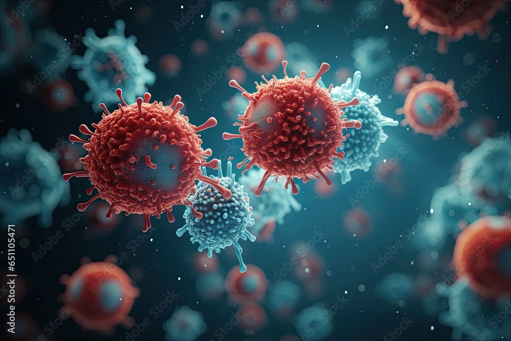 Close up virus and bacteria. Generative AI Close up virus and bacteria. Generative AI