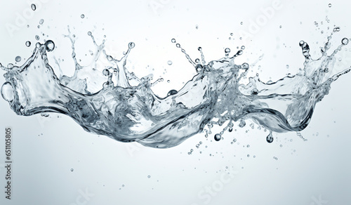 Transparent water splash isolated on white background. AI generated