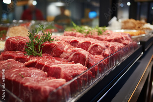 Butcher department in a supermarket