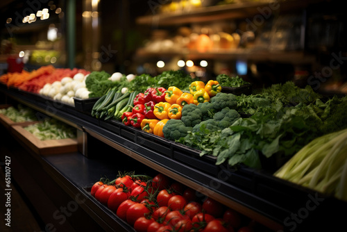 Department of greens and vegetables in a supermarket