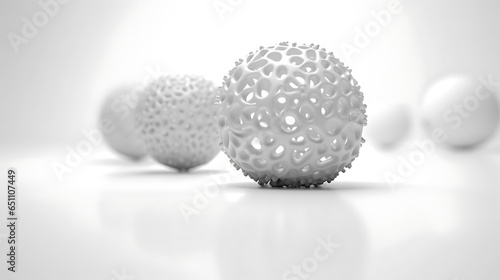 White Christmas balls on solid white background.