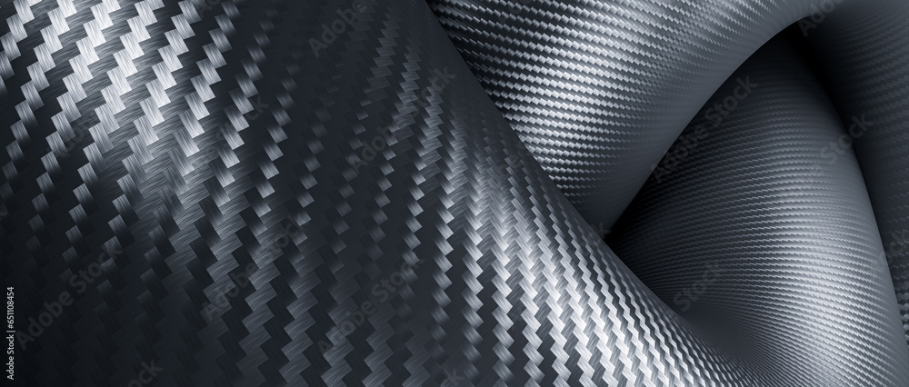 curved and sinuous shapes in carbon fibre. - obrazy, fototapety, plakaty 
