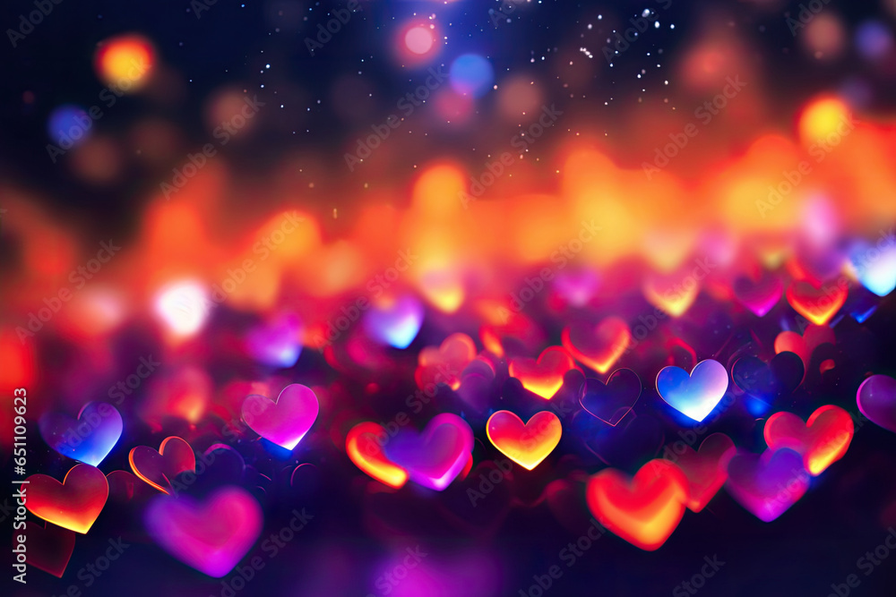 Abstract Bokeh Hearts Valentine Day Background,  Generative AI