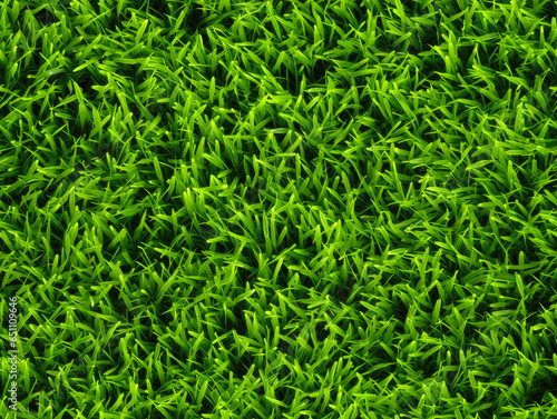 Fresh green grass, cut to lawn - detail from above, Seamless tileable background pattern. Generative AI