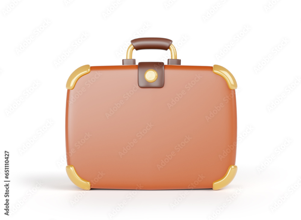 3d render cartoon leather travel suitcase isolated on a white background 3d render cartoon leather travel suitcase isolated on a white background
