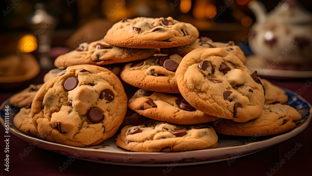 Köstliche Nascherei: Ein Teller randvoll mit Cookies