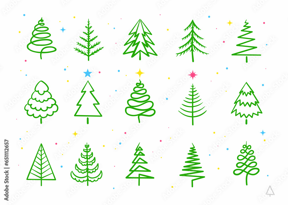 Set symbols Christmas tree and stars Set symbols Christmas tree and stars