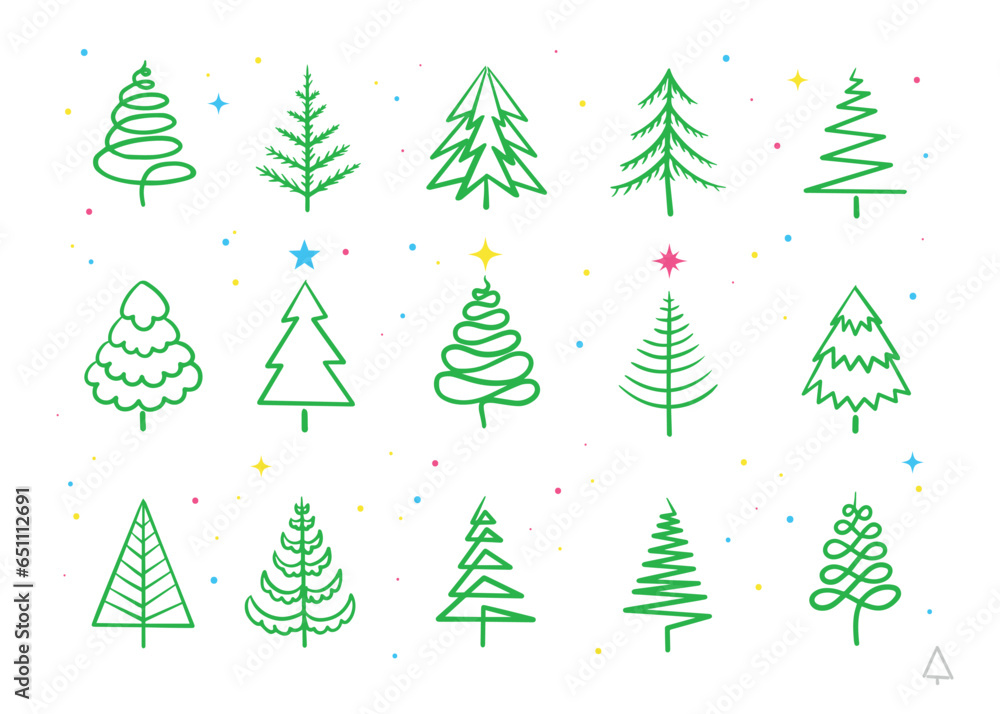 Set symbols Christmas tree and stars Set symbols Christmas tree and stars