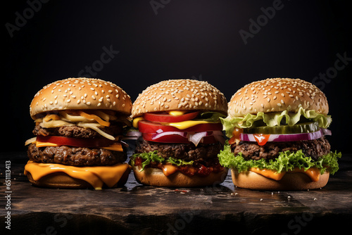 Restaurant burger hamburger cheeseburger choice menu variety deliver Generative AI picture