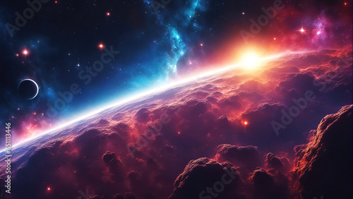 Abstract background with nebulas stars and galactic, science fiction cosmic wallpaper.