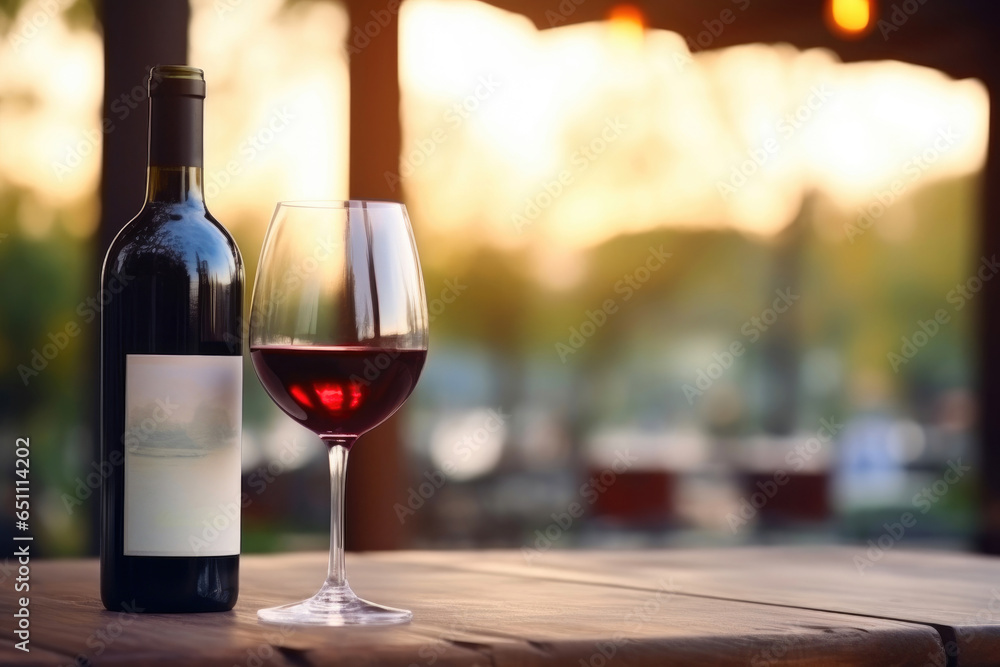 Red Wine Romance: Bottle and Glass