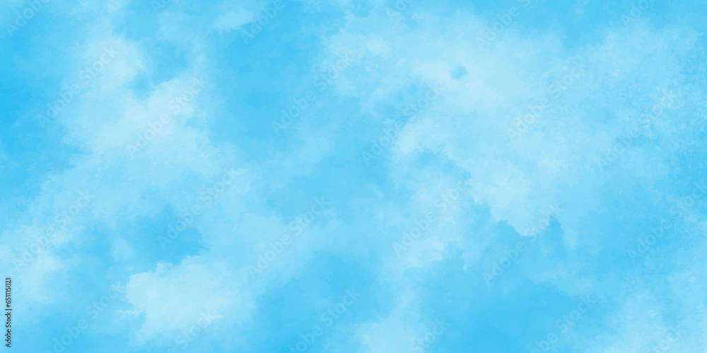 Defocused and blurry wet ink effect sky blue color watercolor background, blurred and grainy Blue powder explosion on white background, Fluffy, puffy, fresh and shiny clouds on a windy sky.	
